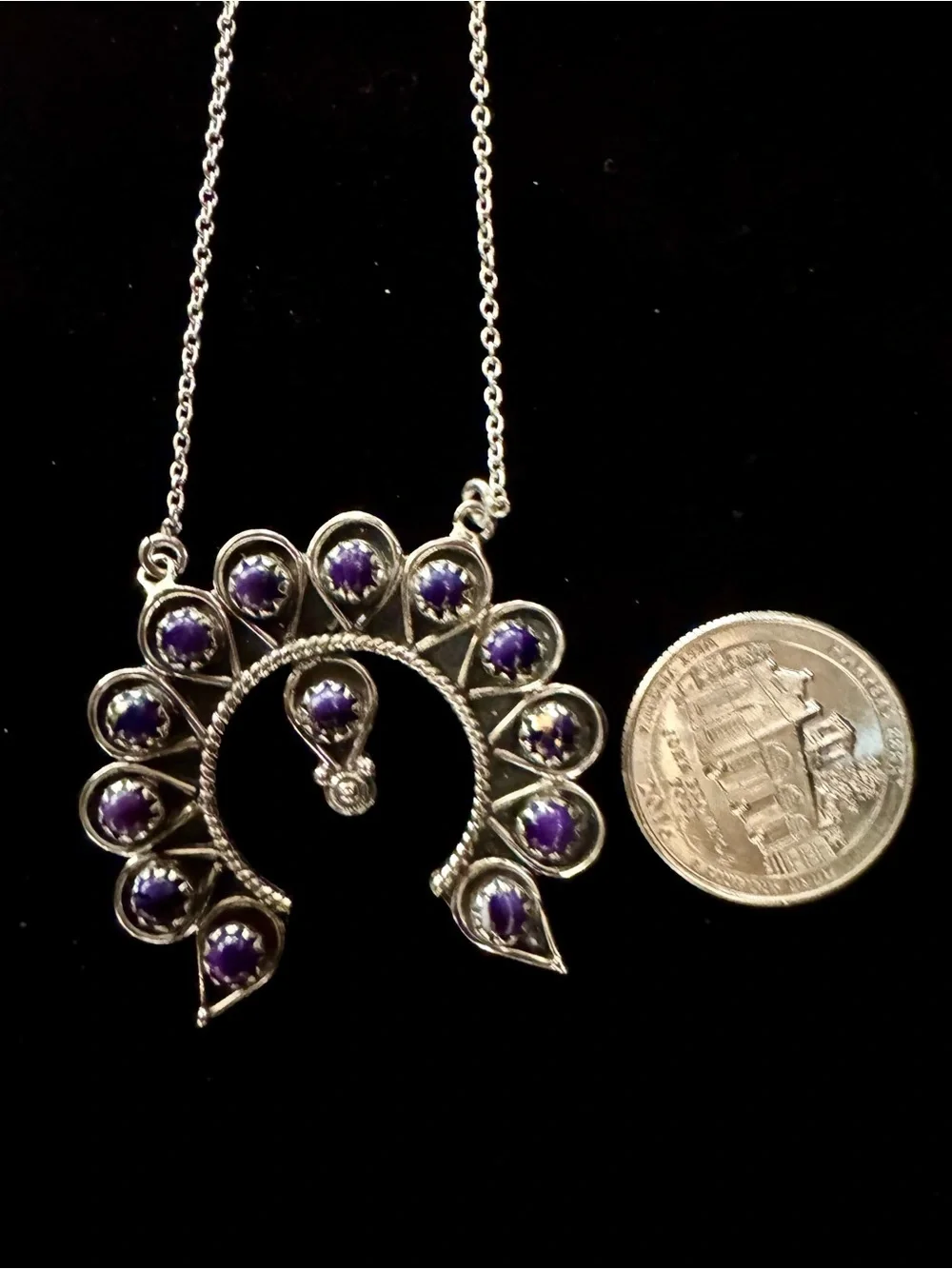 Sterling‎ Silver Purple Dahlia Stone naja Necklace